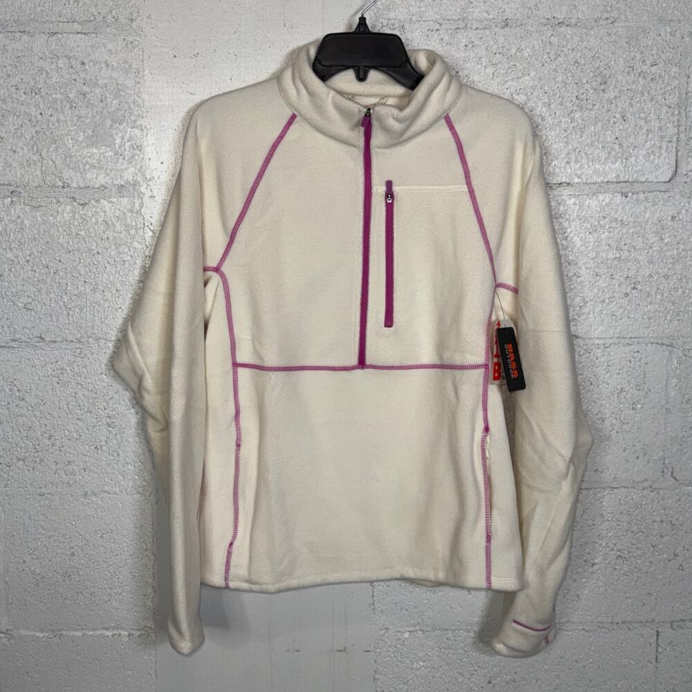 Bass Outdoor Women's Half-Zip Long-Sleeve Fleece - Gardenia white LARGE $60